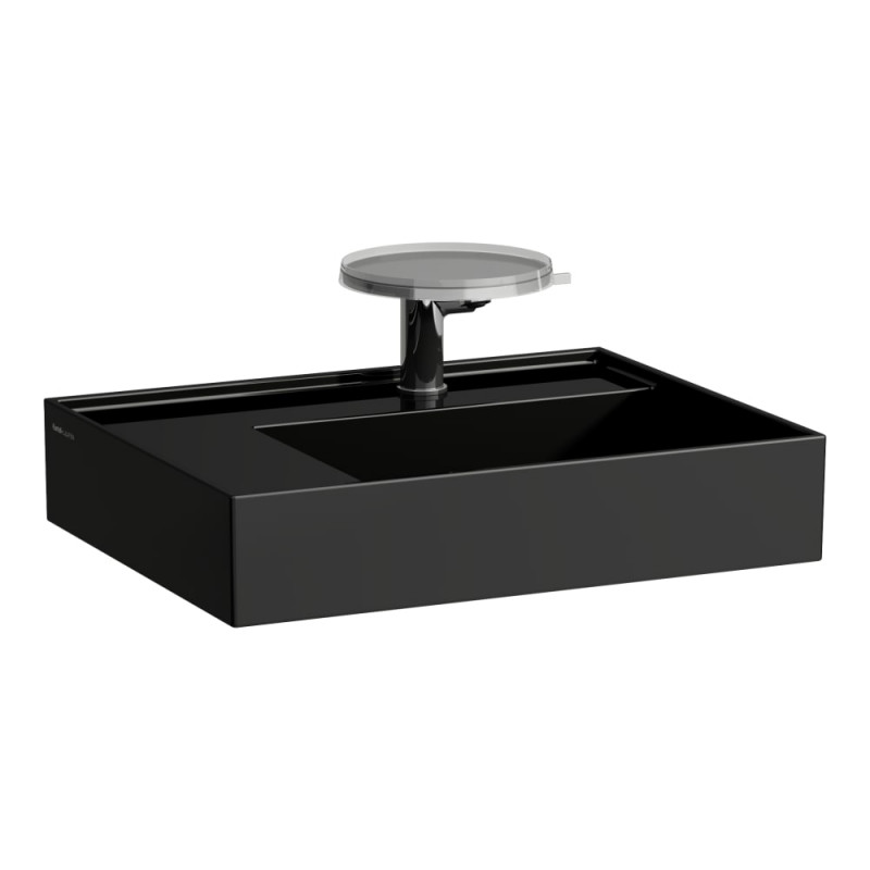 Раковина для ванной Laufen Kartell 60х46 см с 1 отверстием полка слева шлифованная керамика черный глянцевый H8183350201111