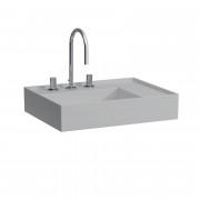 Раковина для ванной Laufen Kartell 60х46 см с 3 отверстиями полка справа шлифованная керамика матовый серый H8183347591581