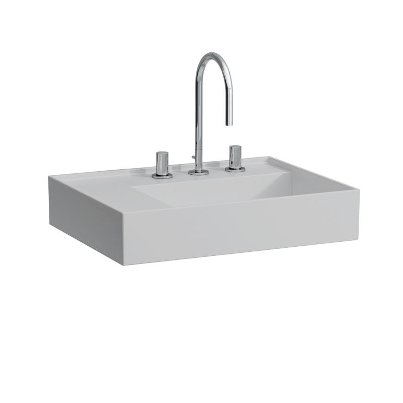 Раковина для ванной Laufen Kartell 60х46 см с 3 отверстиями полка слева шлифованная керамика матовый серый H8183357591581
