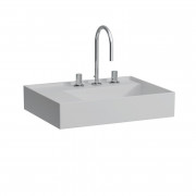Раковина для ванної Laufen Kartell 60х46 см з 3 отворами полиця зліва шліфована кераміка матовий сірий H8183357591581