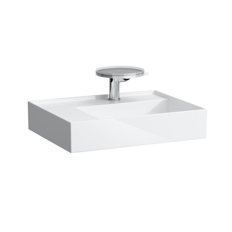 Раковина для ванной Laufen Kartell 60х46 см с 1 отверстием полка слева шлифованная керамика белый матовый H8183357571111