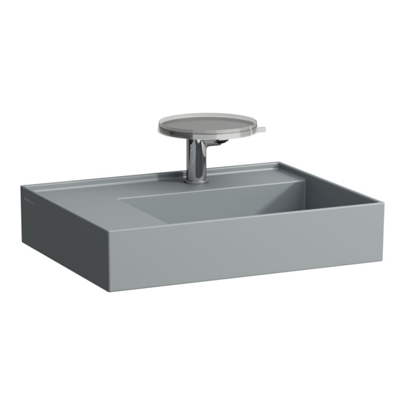 Раковина для ванной Laufen Kartell 60х46 см с 1 отверстием полка слева шлифованная керамика графит матовый H8183357581111