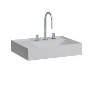 Раковина для ванной Laufen Kartell 60х46 см с 3 отверстиями полка слева шлифованная керамика матовый серый H8183357591581