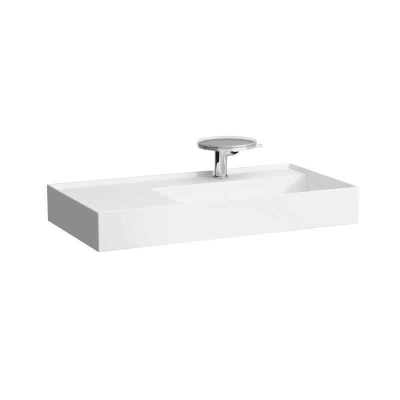 Раковина для ванної Laufen Kartell 90х46 см з 1 отвором полиця зліва шліфована кераміка білий матовий H8183397571111