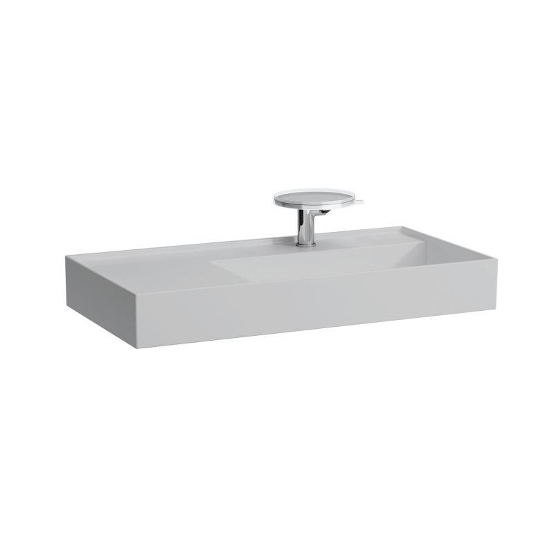 Раковина для ванної Laufen Kartell 90х46 см з 1 отвором полиця зліва шліфована кераміка матовий сірий H8183397591111