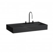 Раковина для ванной Laufen Kartell 90х46 см с 3 отверстиями полка слева шлифованная керамика черный глянцевый H8183390201581