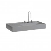 Раковина для ванной Laufen Kartell 90х46 см с 3 отверстиями полка слева шлифованная керамика графит матовый H8183397581581