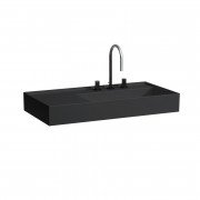 Раковина для ванної Laufen Kartell 90х46 см з 3 отворами полиця зліва шліфована кераміка чорний матовий H8183397161581