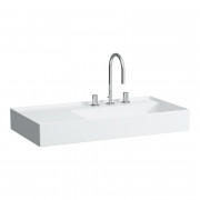 Раковина для ванной Laufen Kartell 90х46 см с 3 отверстиями полка слева шлифованная керамика белый матовый H8183397571581
