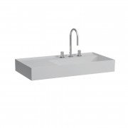 Раковина для ванной Laufen Kartell 90х46 см с 3 отверстиями полка слева шлифованная керамика матовый серый H8183397591581
