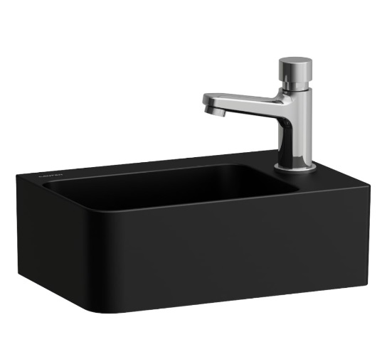 Мини-раковина для ванной Laufen Val 34х22 см с 1 отверстием справа без перелива керамика черный матовый H8152807161141