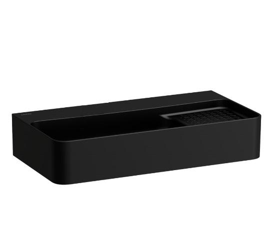 Раковина для ванної Laufen Val 60х31 см без отворів без переливу з полицею праворуч кераміка чорний матовий H8152857161121