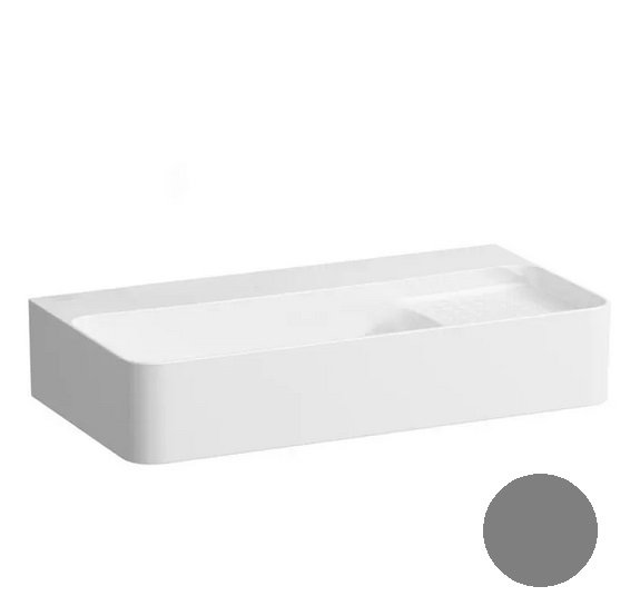 Раковина для ванної Laufen Val 60х31 см без отворів без переливу з полицею праворуч кераміка графіт матовий H8152857581121