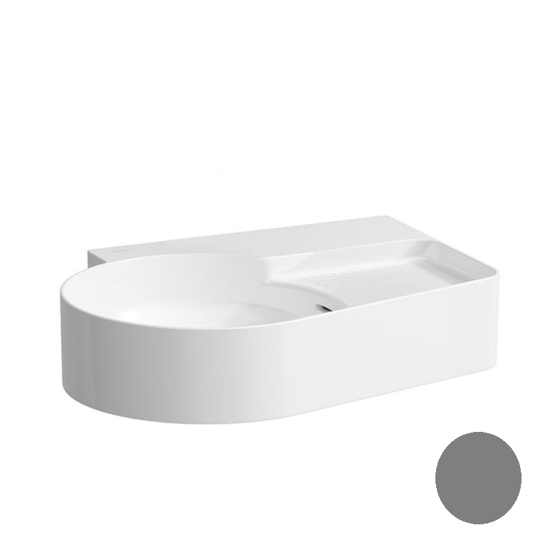 Раковина для ванної Laufen Val 53х40 см без отворів полиця праворуч кераміка графіт матовий H8152887581091