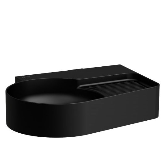 Раковина для ванної Laufen Val 53х40 см без отворів полиця праворуч кераміка чорний матовий H8152887161091