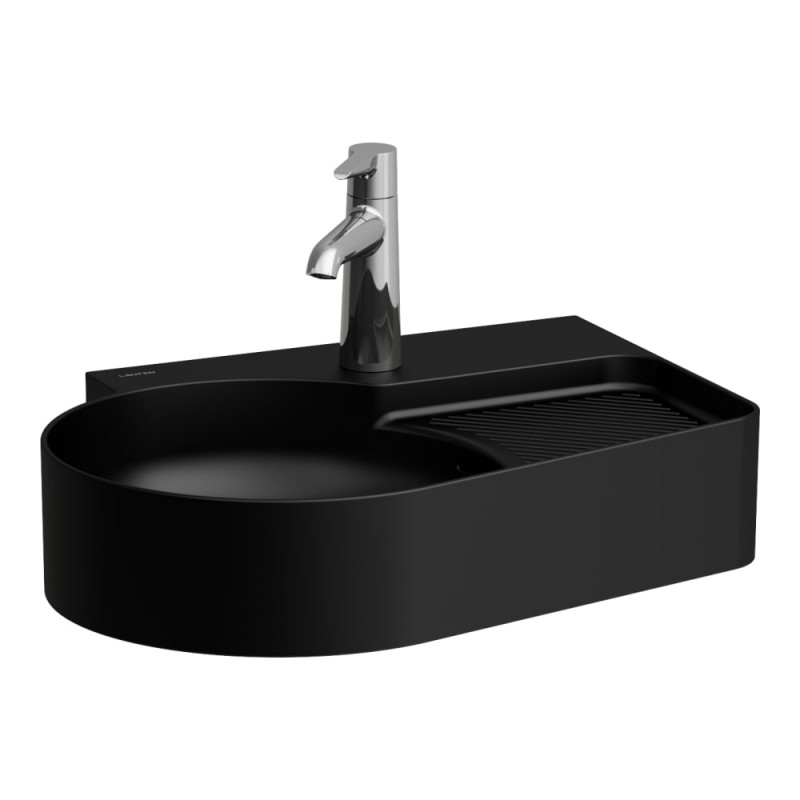 Раковина для ванной Laufen Val 53х40 см с 1 отверстием без перелива полка справа керамика черный матовый H8152887161111