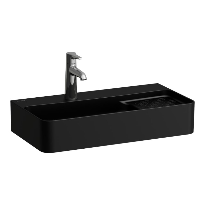 Раковина для ванної Laufen Val 60х31 см з 1 отвором без переливу з полицею праворуч кераміка чорний матовий H8152857161561