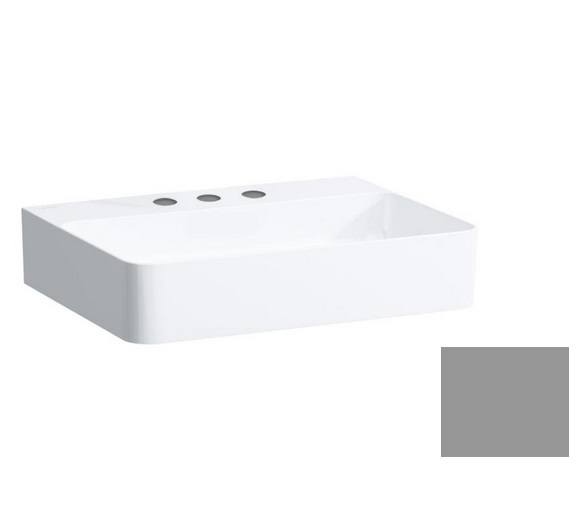 Раковина для ванной Laufen Val 55х42 см с 3 отверстиями без перелива шлифованная керамика графит матовый H8162827581581