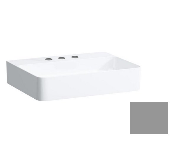 Раковина для ванной Laufen Val 55х42 см с 3 отверстиями без перелива шлифованная керамика графит матовый H8162827581581