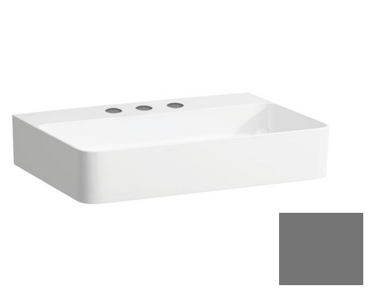 Раковина для ванной Laufen Val 60х42 см с 3 отверстиями без перелива шлифованная керамика графит матовый H8162837581581