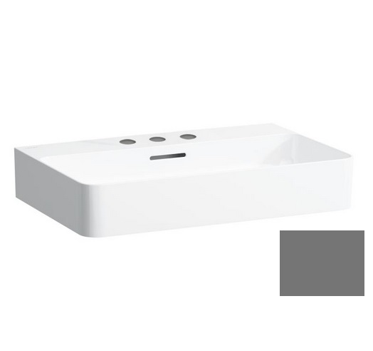 Раковина для ванной Laufen Val 65х42 см с 3 отверстиями шлифованная керамика графит матовый H8162847581081