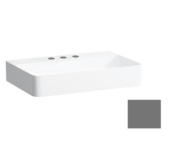 Раковина для ванной Laufen Val 65х42 см с 3 отверстиями без перелива шлифованная керамика графит матовый H8162847581581