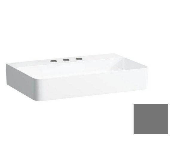 Раковина для ванної Laufen Val 65х42 см з 3 отворами без переливу шліфована кераміка графіт матовий H8162847581581