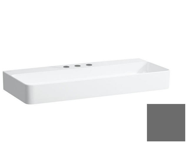 Раковина для ванної Laufen Val 95х42 см з 3 отворами без переливу шліфована кераміка графіт матовий H8162877581581