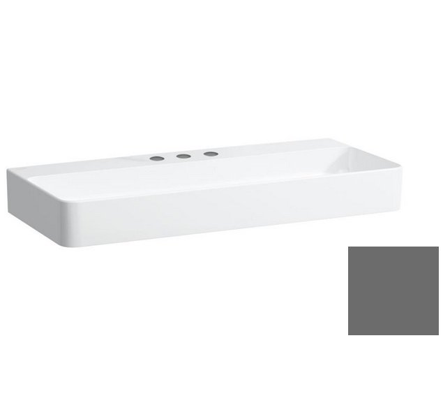 Раковина для ванной Laufen Val 95х42 см с 3 отверстиями без перелива шлифованная керамика графит матовый H8162877581581