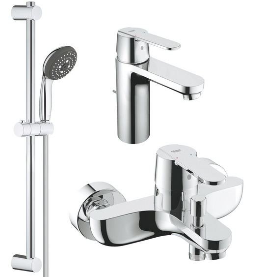Комплект змішувачів для ванної Grohe QuickFix Get 3 в 1 з душовим набором хром UA202701MQ