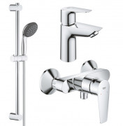 Комплект смесителей для ванной Grohe QuickFix Start Edge 3 в 1 с душевым набором хром UA202502SE