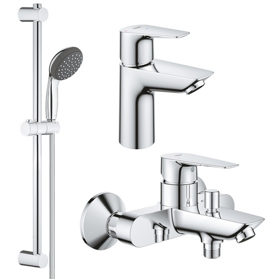 Комплект змішувачів для ванної Grohe QuickFix Start Edge 3 в 1 з душовим набором хром UA202501SE
