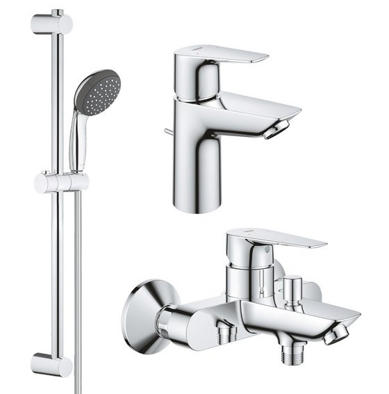 Комплект смесителей для ванной Grohe QuickFix Start Edge 3 в 1 с душевым набором хром UA202501SQ