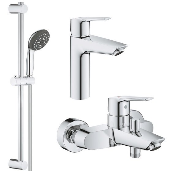 Комплект змішувачів для ванної Grohe QuickFix Start 3 в 1 з душовим набором хром UA202301ME
