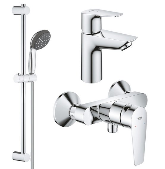 Комплект змішувачів для ванної Grohe QuickFix Start Edge 3 в 1 з душовим набором хром UA202502SE
