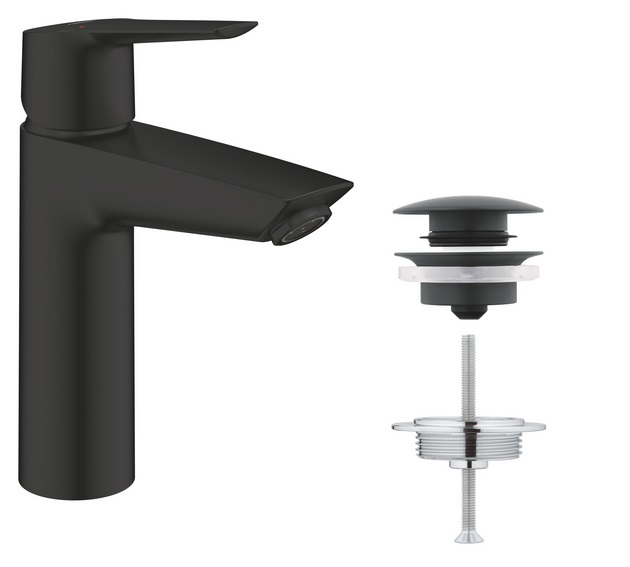 Смеситель для раковины Grohe QuickFix Start однорычажный с донным клапаном черный матовый 235752432