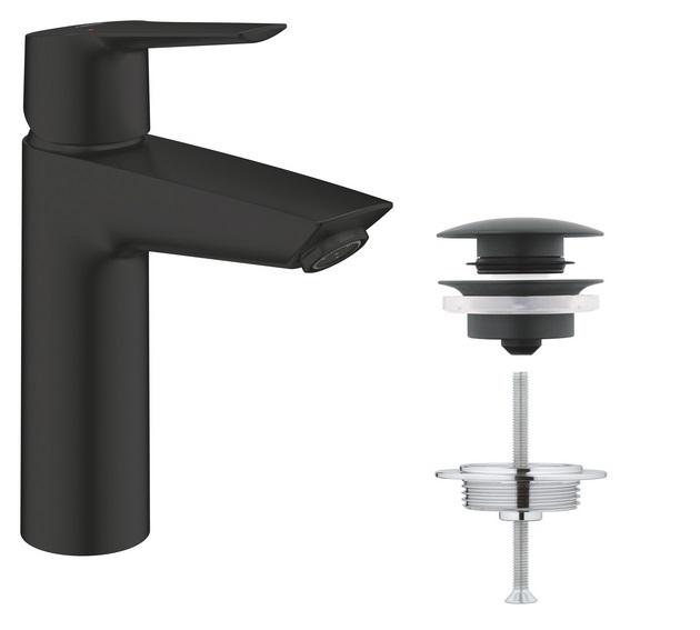 Змішувач для раковини Grohe QuickFix Start одноважільний з донним клапаном чорний матовий 235752432