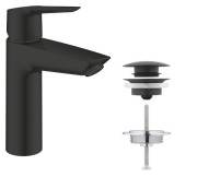 Смеситель для раковины Grohe QuickFix Start однорычажный с донным клапаном черный матовый 235752432