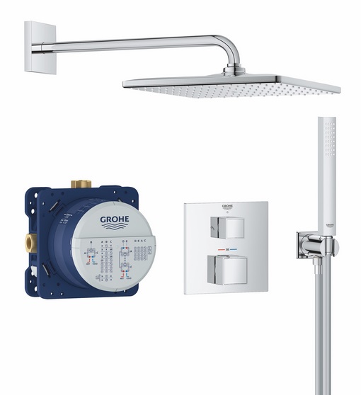 Душевая система скрытого монтажа Grohe QuickFix Precision Cube с Vitalio Rain Mono 310 Cube хром 34879000