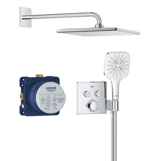 Душева система прихованого монтажу Grohe QuickFix Precision SmartControl з Rain Mono 310 Cube хром 34876000