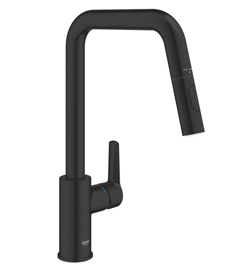 Смеситель для кухни Grohe QuickFix Start с выдвижной лейкой черный матовый 306312430