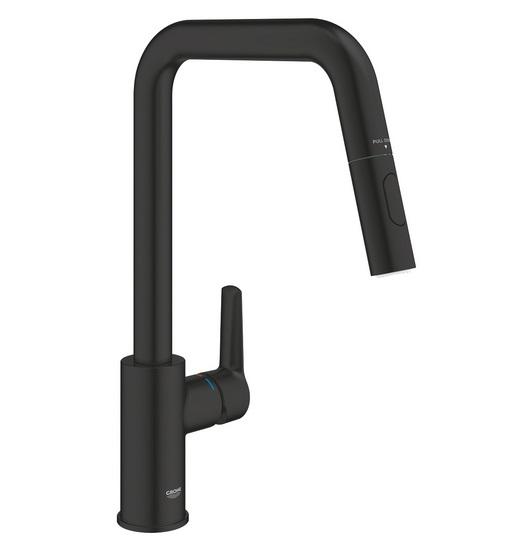 Смеситель для кухни Grohe QuickFix Start с выдвижной лейкой черный матовый 306312430