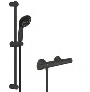Термостат для душа Grohe Precision Start с душевым гарнитуром Vitalio Start 100 черный матовый UA303908T1