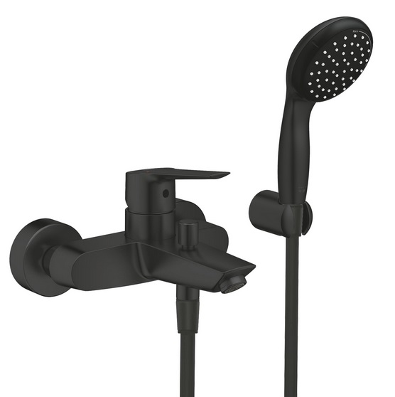 Змішувач для ванної кімнати Grohe QuickFix Start з душовим набором чорний матовий UA30330701