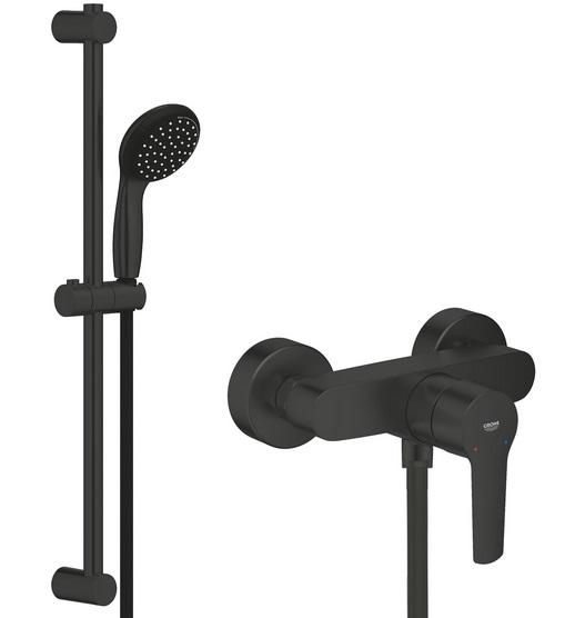 Змішувач для душу Grohe QuickFix Start із душовим гарнітуром чорний матовий UA30330801