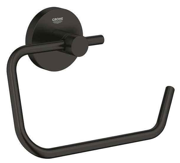 Держатель для туалетной бумаги Grohe QuickFix Start открытый металл черный матовый 412002430