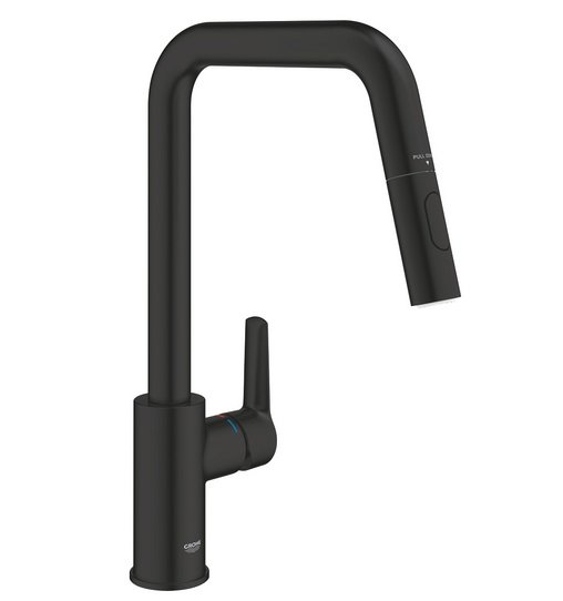 Смеситель для кухни Grohe QuickFix Start с выдвижной лейкой черный матовый 306312430