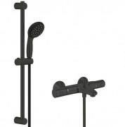 Термостат для ванної Grohe Precision Start із душовим гарнітуром Vitalio Start 100 чорний матовий UA303907T1