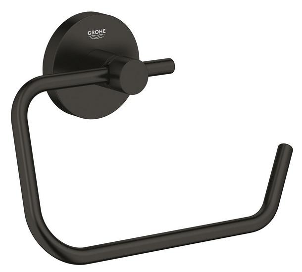 Держатель для туалетной бумаги Grohe QuickFix Start открытый металл черный матовый 412002430