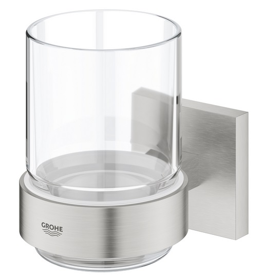 Стакан для зубных щеток Grohe QuickFix Start Cube с держателем суперсталь 41097DC0